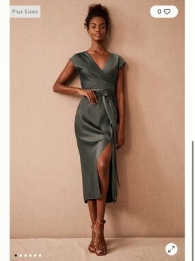 BHLDN Louisa Midi Dress in Forest Size 0 Tailored for Petites
